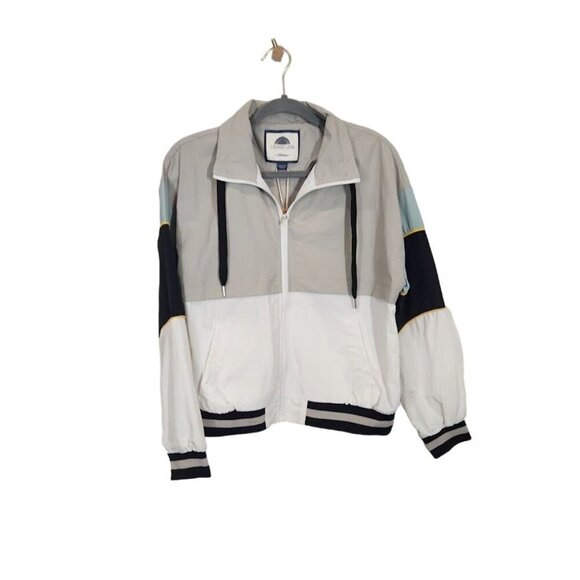 1 Sunset Lane Color Block Windbreaker Jacket in Grey Combo - Size Medium - Picture 2 of 9